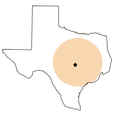 Map of Texas service areas.